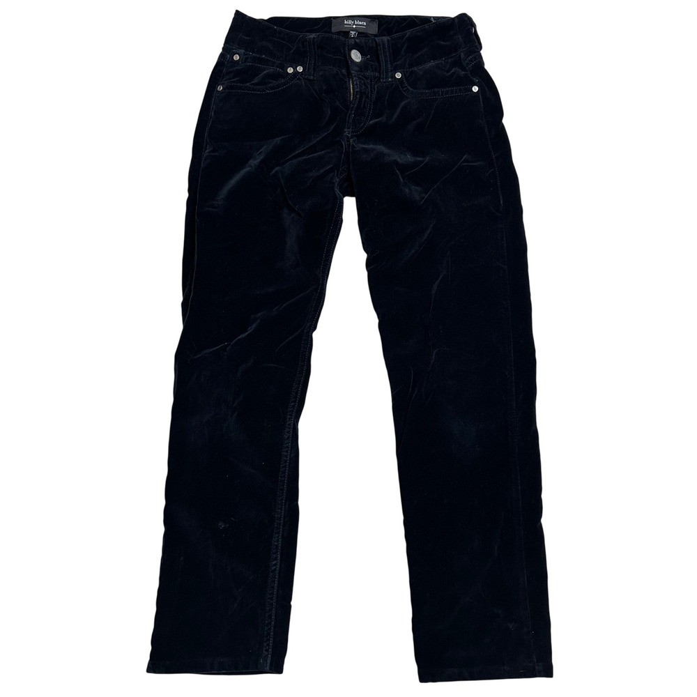 Billy Blues Black Velvet Straight skinny Pants‎ Y2K Night Out Chic minimalist 4